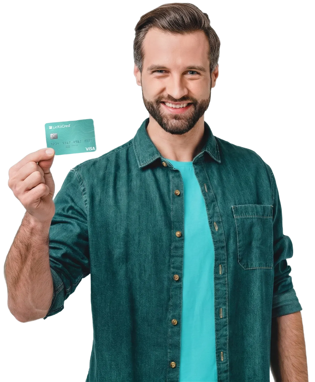 Homem com cartão LicitaCred